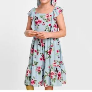 Floral Blue Girls dress The Children's Place 16 Flutter Sleeve